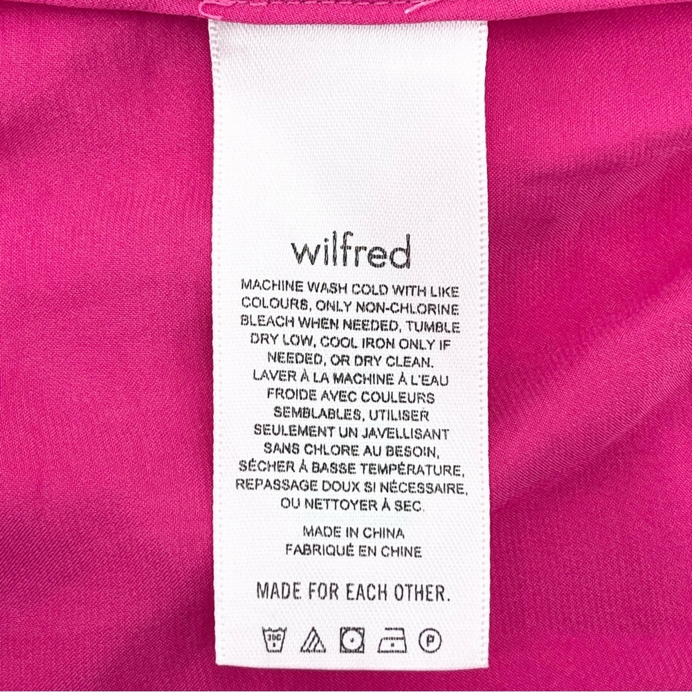 NWT Aritizia Wilfred Ethereal Satin Rose Pink Puff Sleeve Cropped Top Size Large - Picture 8 of 9